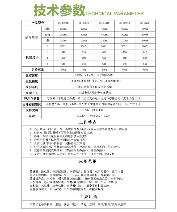 UV固化點膠機參數(shù)